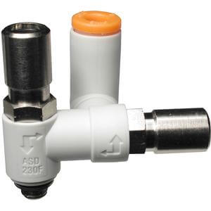 SMC Pneumatics Speed Controller; Universal; M5 Standard Body Size; Dual Control; 1/4" Tube OD; 10-32 UNF Port